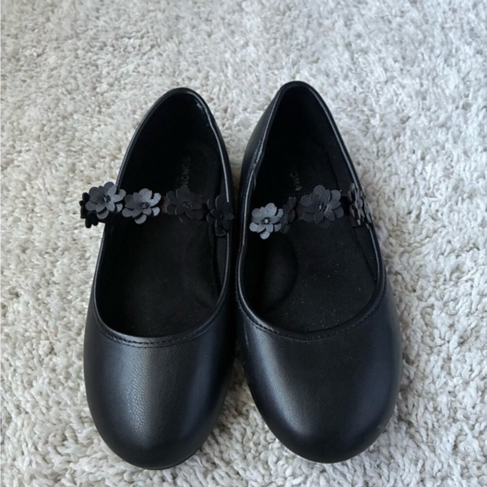 EUC Sonoma Black Kids Flats with Floral Strap